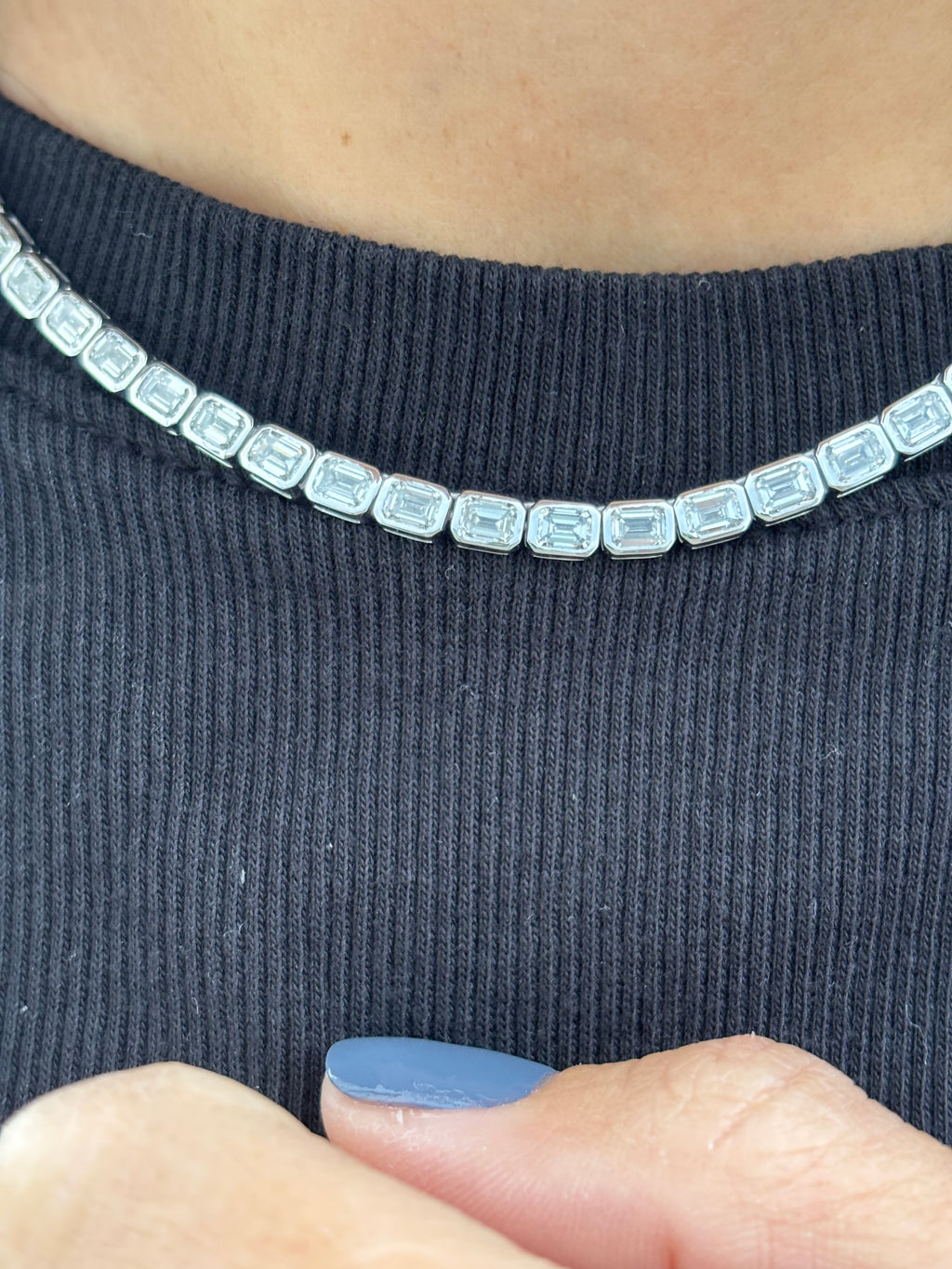 Bezel Set Emerald Tennis Necklace