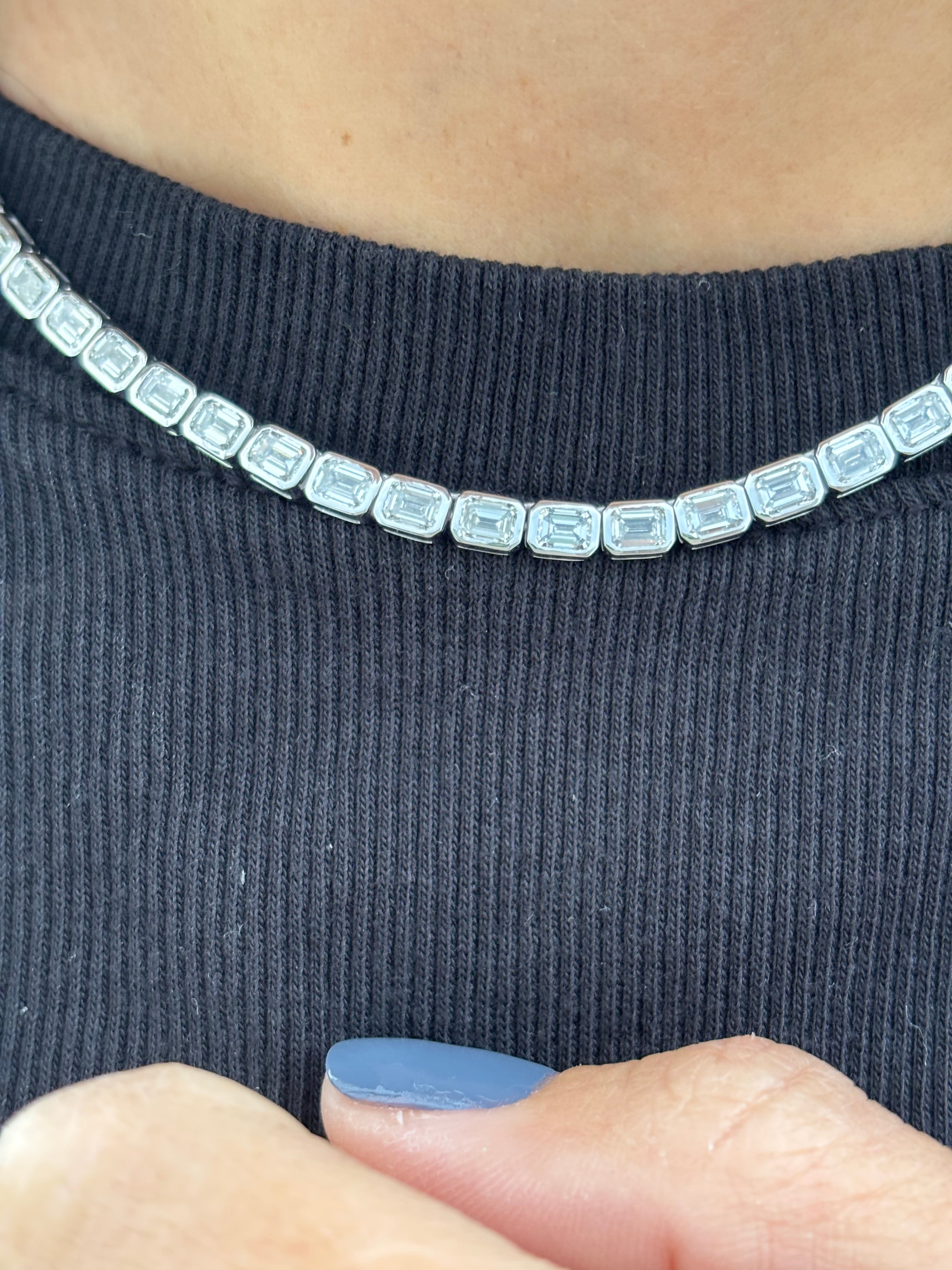 Bezel Set Emerald Tennis Necklace