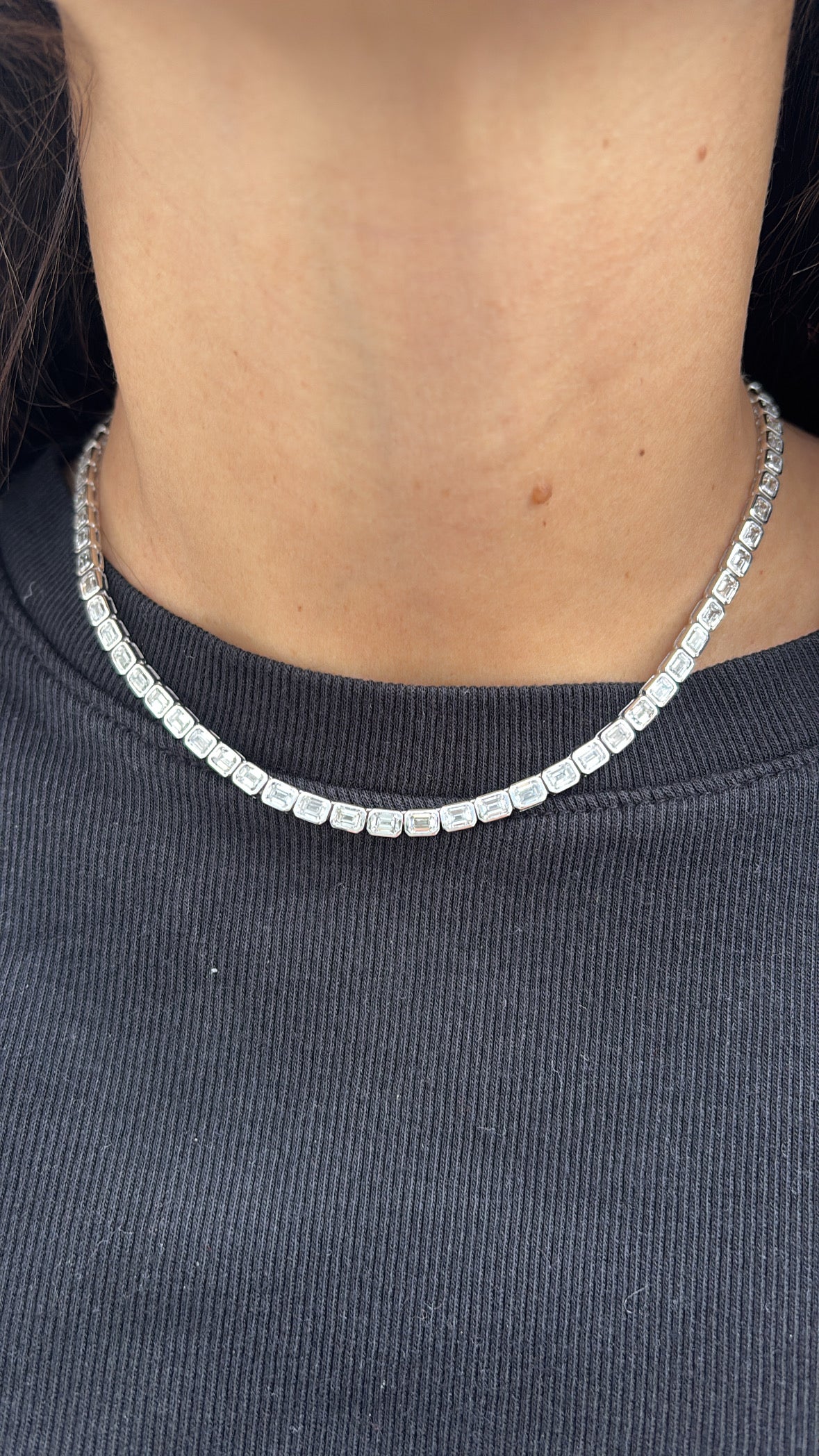 Bezel Set Emerald Tennis Necklace