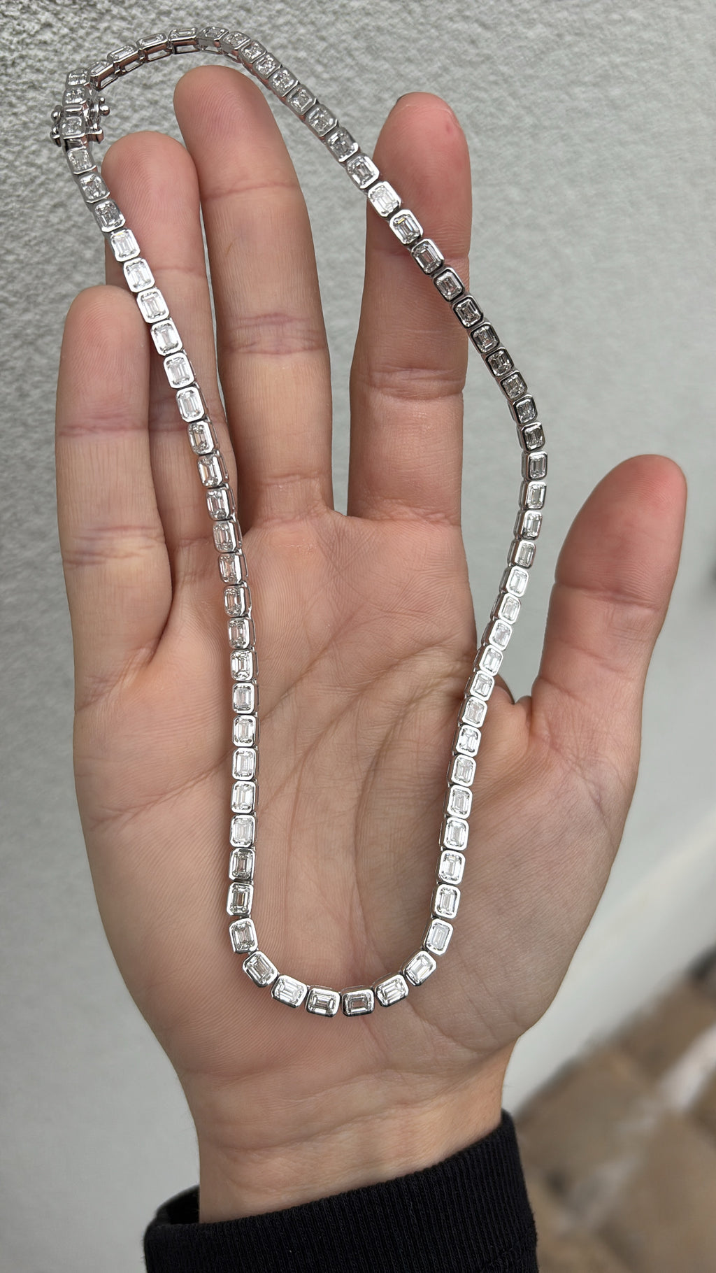 Bezel Set Emerald Tennis Necklace