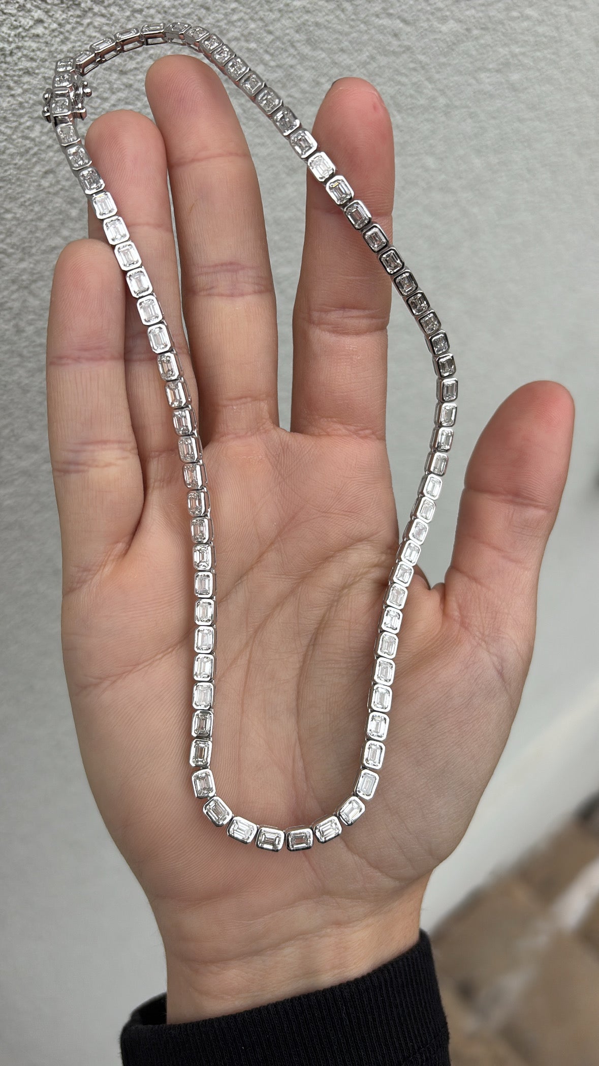 Bezel Set Emerald Tennis Necklace