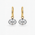GEORGIAN OVAL DROP EARRINGS EAST TO WEST- 14K GOLD