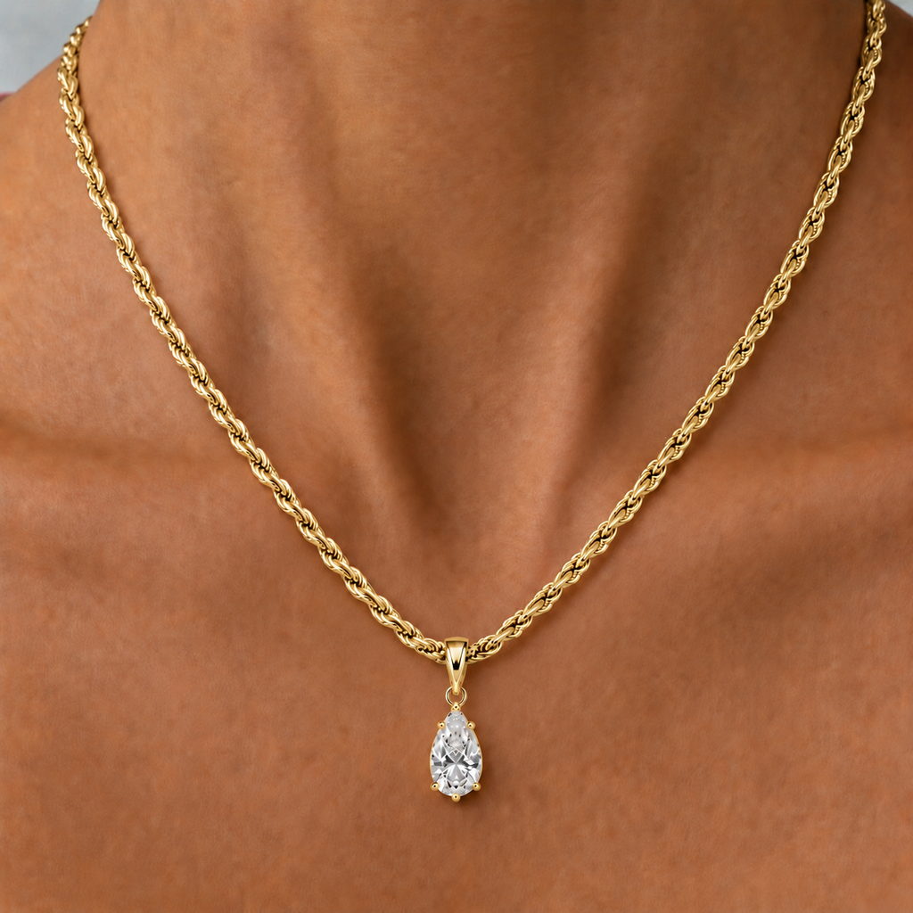 IZABEL PEAR GEORGIAN SET PENDANT