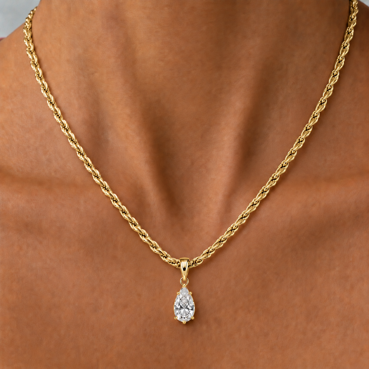 IZABEL PEAR GEORGIAN SET PENDANT