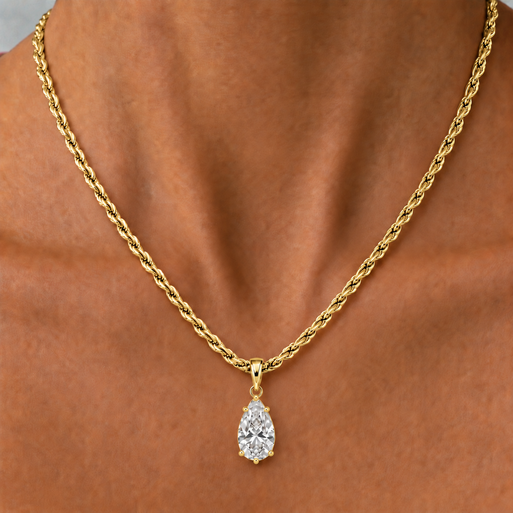 IZABEL PEAR GEORGIAN SET PENDANT