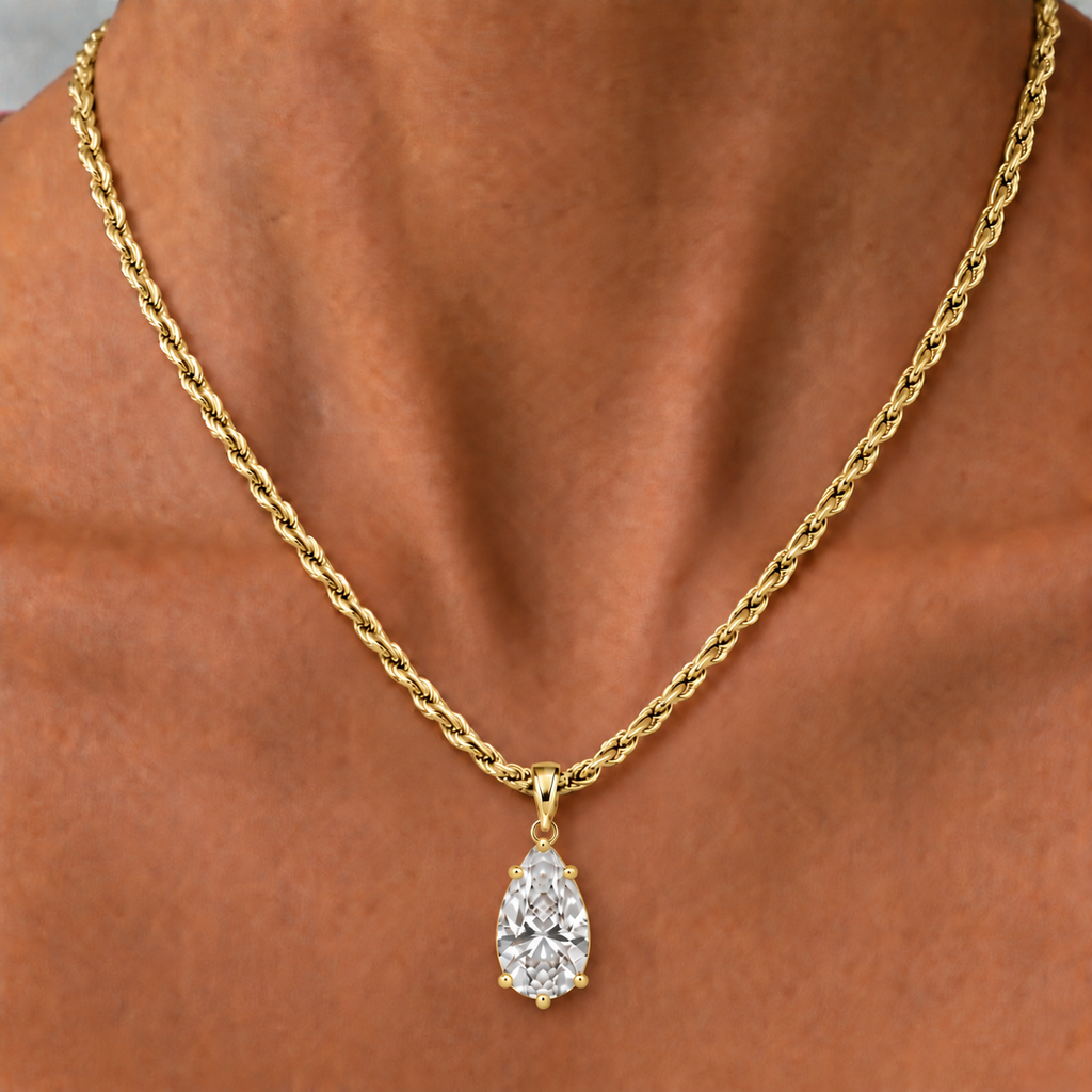 IZABEL PEAR GEORGIAN SET PENDANT