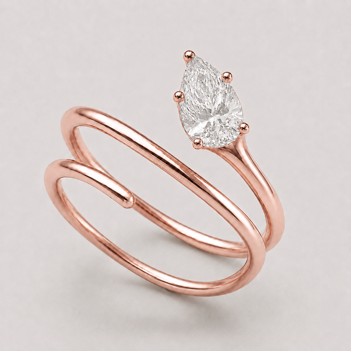 PEAR SPIRAL PINKY RING