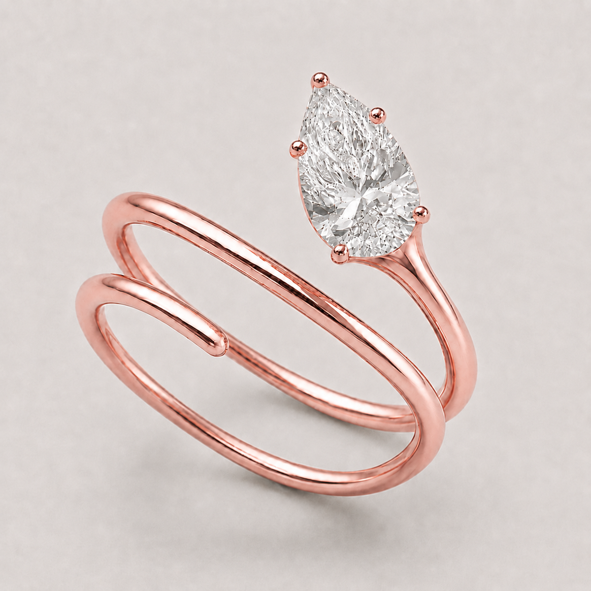 PEAR SPIRAL PINKY RING