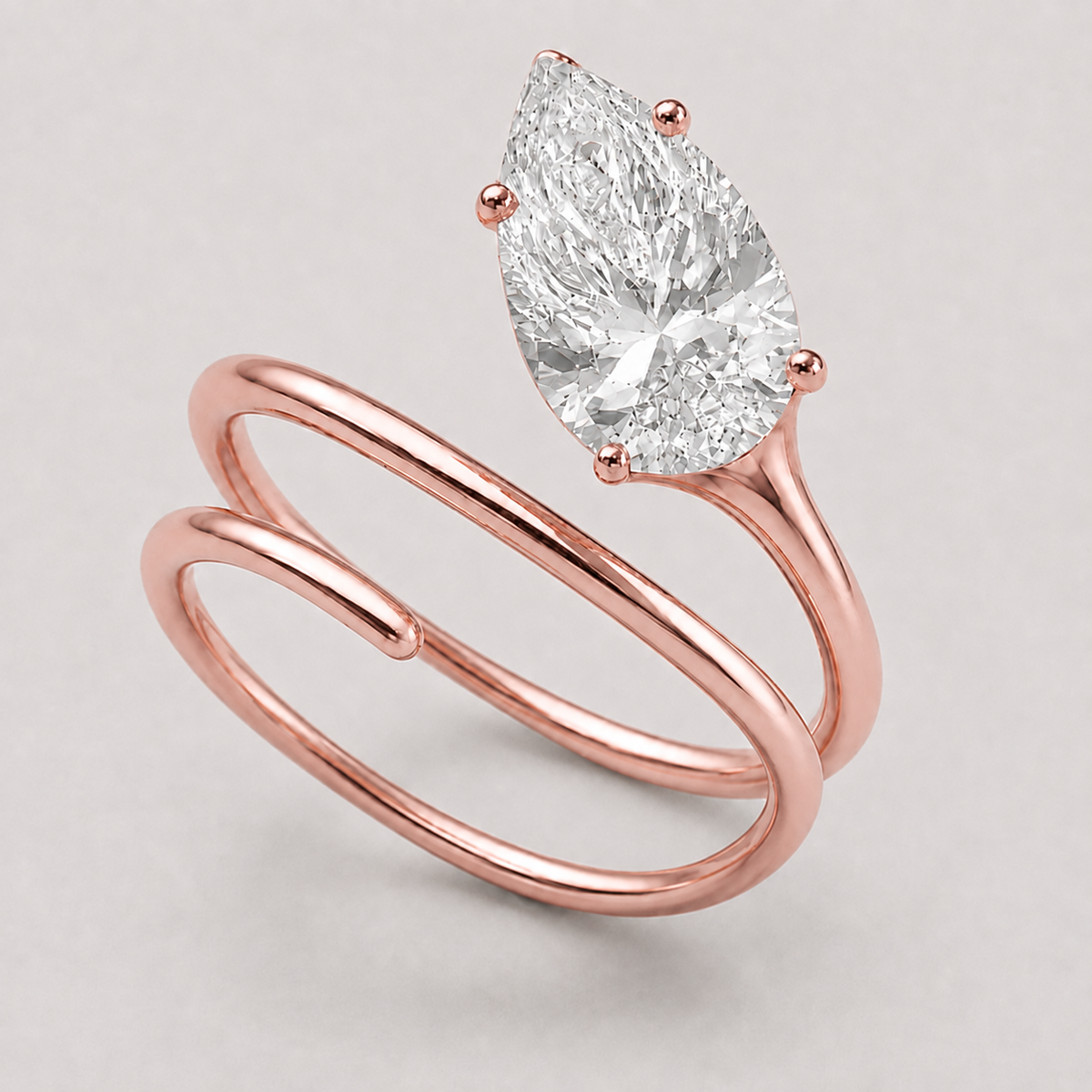 PEAR SPIRAL PINKY RING