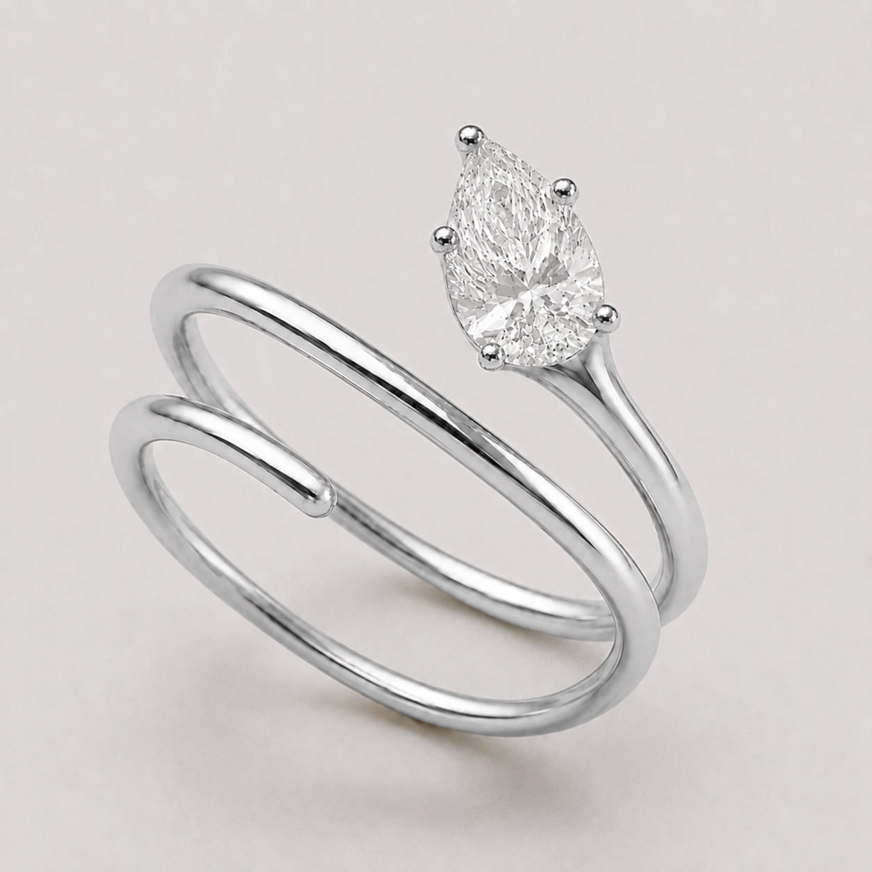 PEAR SPIRAL PINKY RING