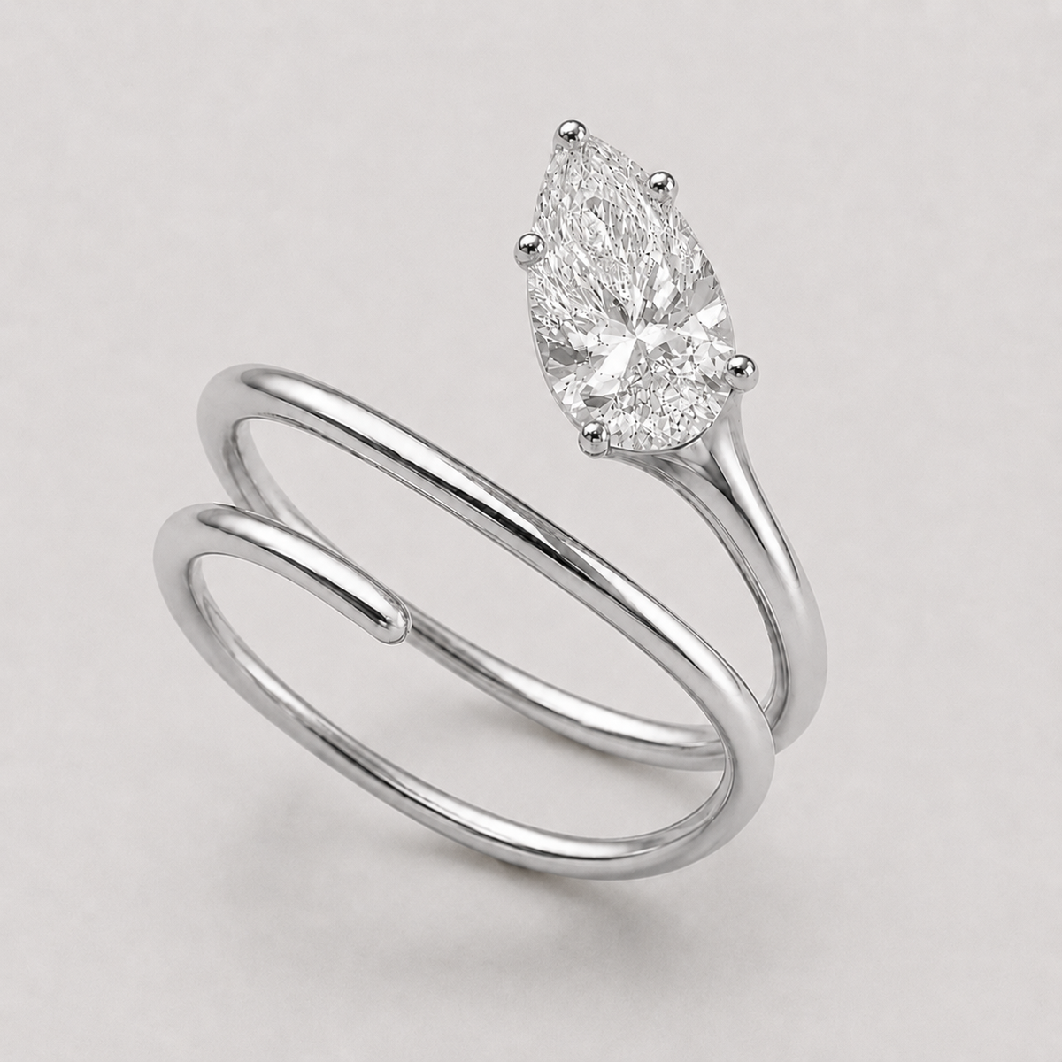 PEAR SPIRAL PINKY RING