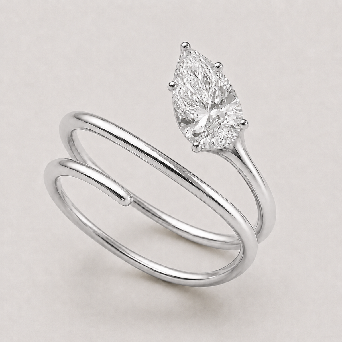 PEAR SPIRAL PINKY RING