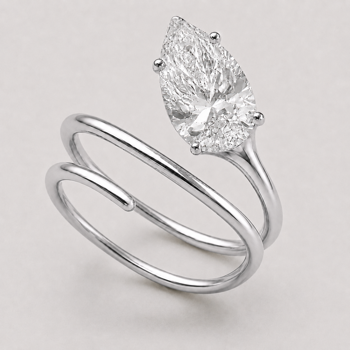 PEAR SPIRAL PINKY RING