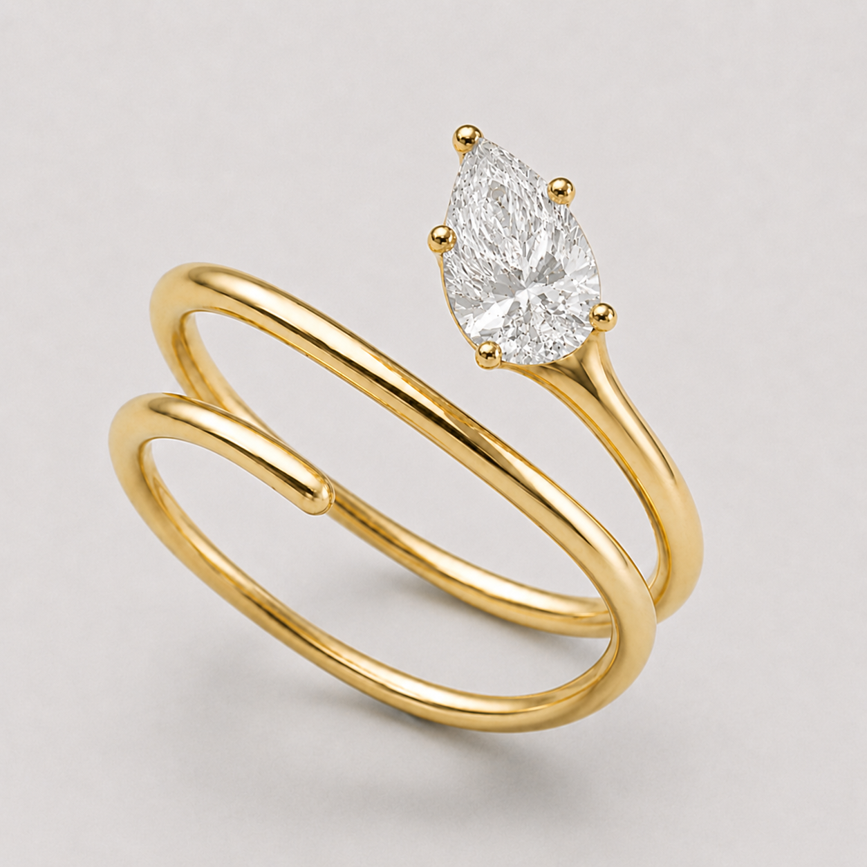 PEAR SPIRAL PINKY RING
