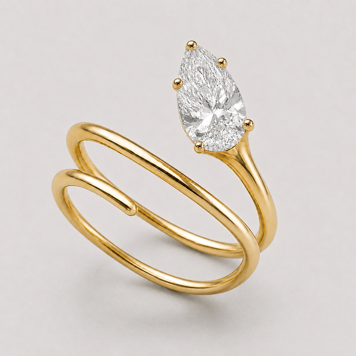PEAR SPIRAL PINKY RING