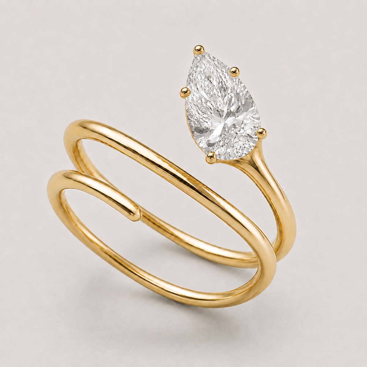 PEAR SPIRAL PINKY RING