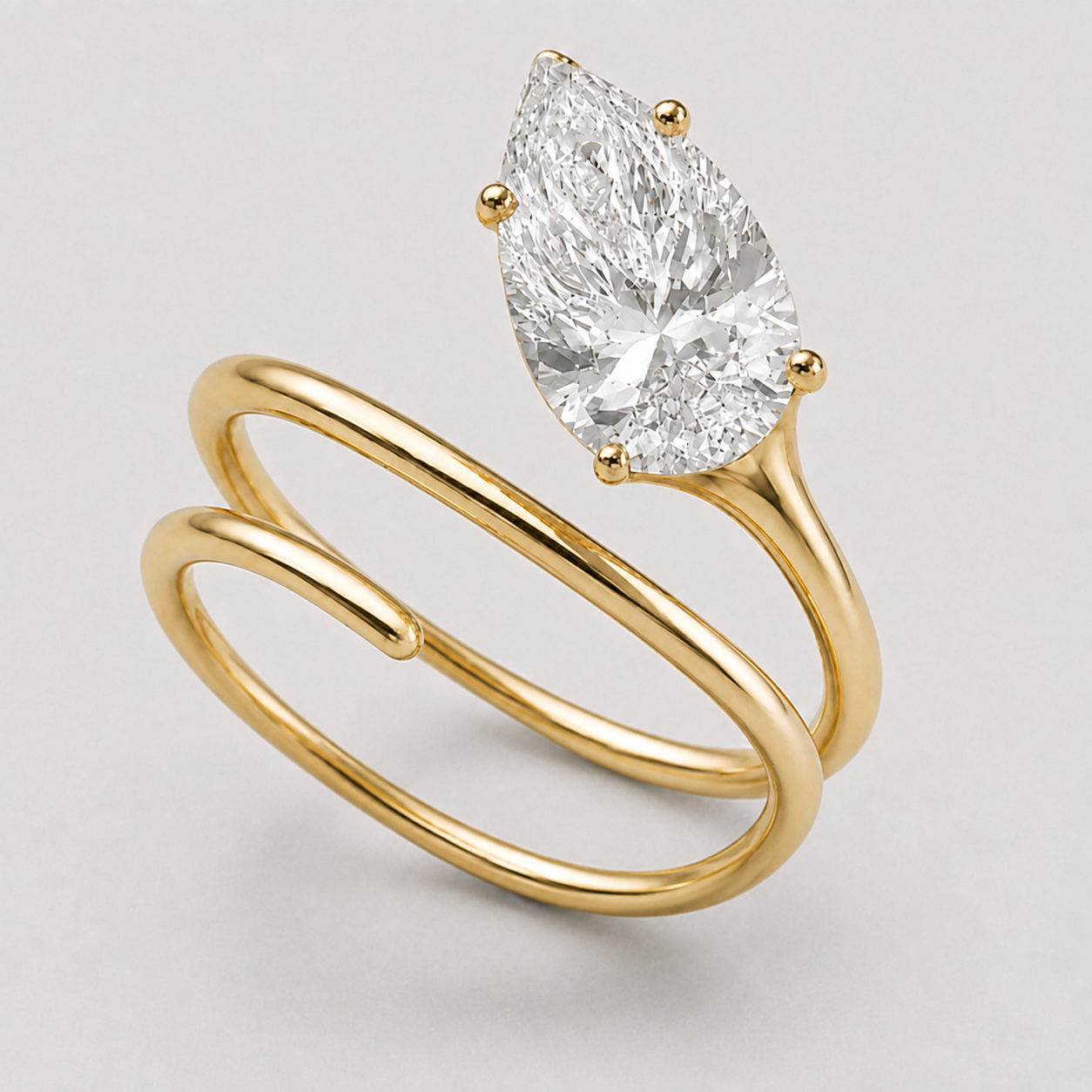 PEAR SPIRAL PINKY RING
